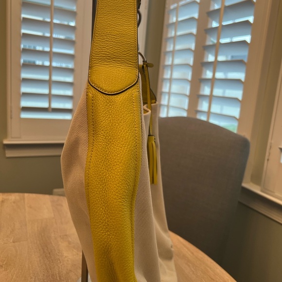 Coach Avery Hobo F28911 Natural & Chartreuse Canvas Leather Shoulder Bag - Picture 7 of 15